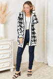 Mandy Classic Houndstooth Long Open-Front Cardigan
