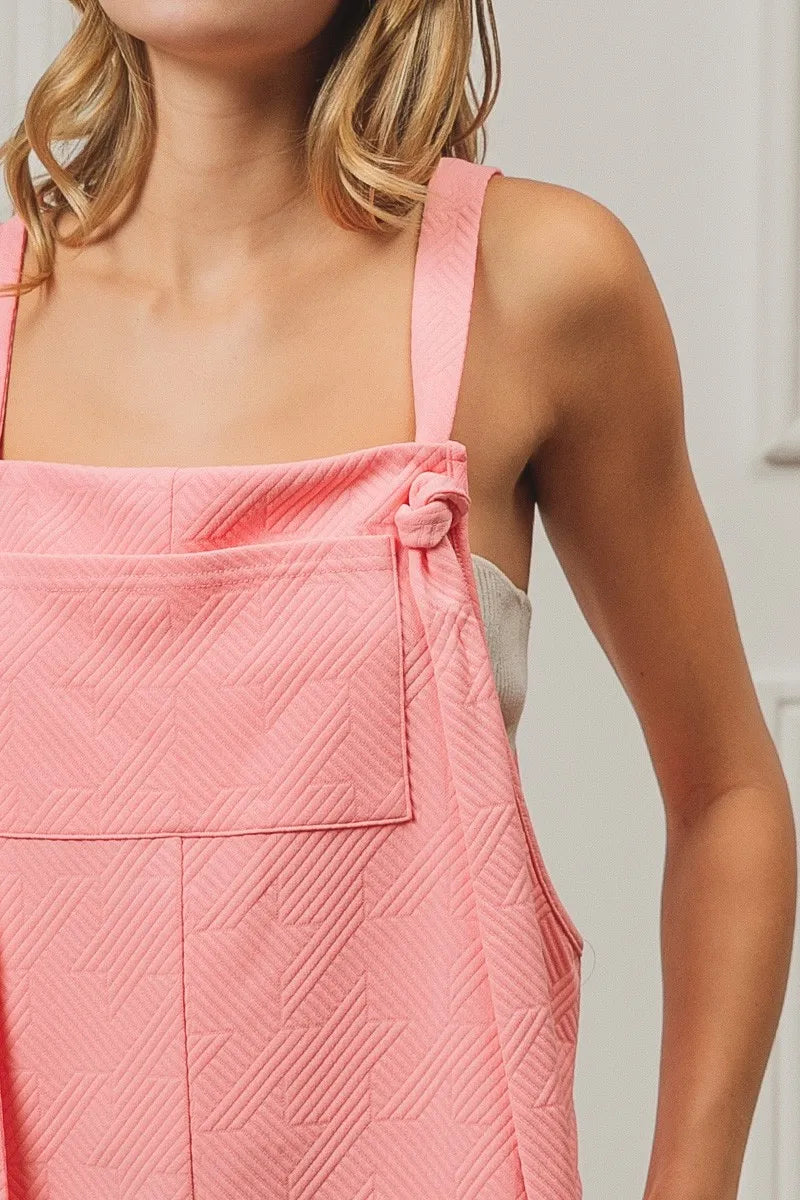Texured Jacquard Romper with Side Pockets