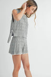 Side Tie Detail Knit Vest and Shorts Set