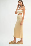 Ribbed Knit Color Block Cutout Midi Dress
