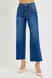 Full Size High Rise Tummy Control Wide Crop Jeans