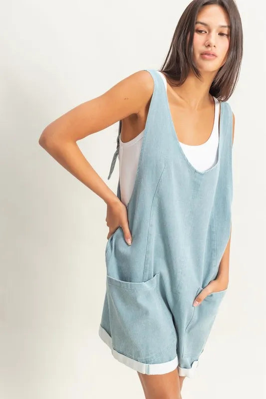 V-Neck Pocket Detail Romper