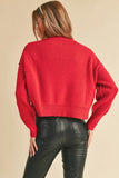 Ribbed Hem Exposed Seam Round Neck Sweater