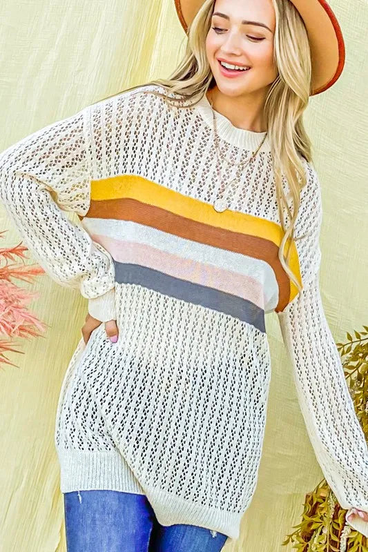 Color Stripe Summer Sweater Top