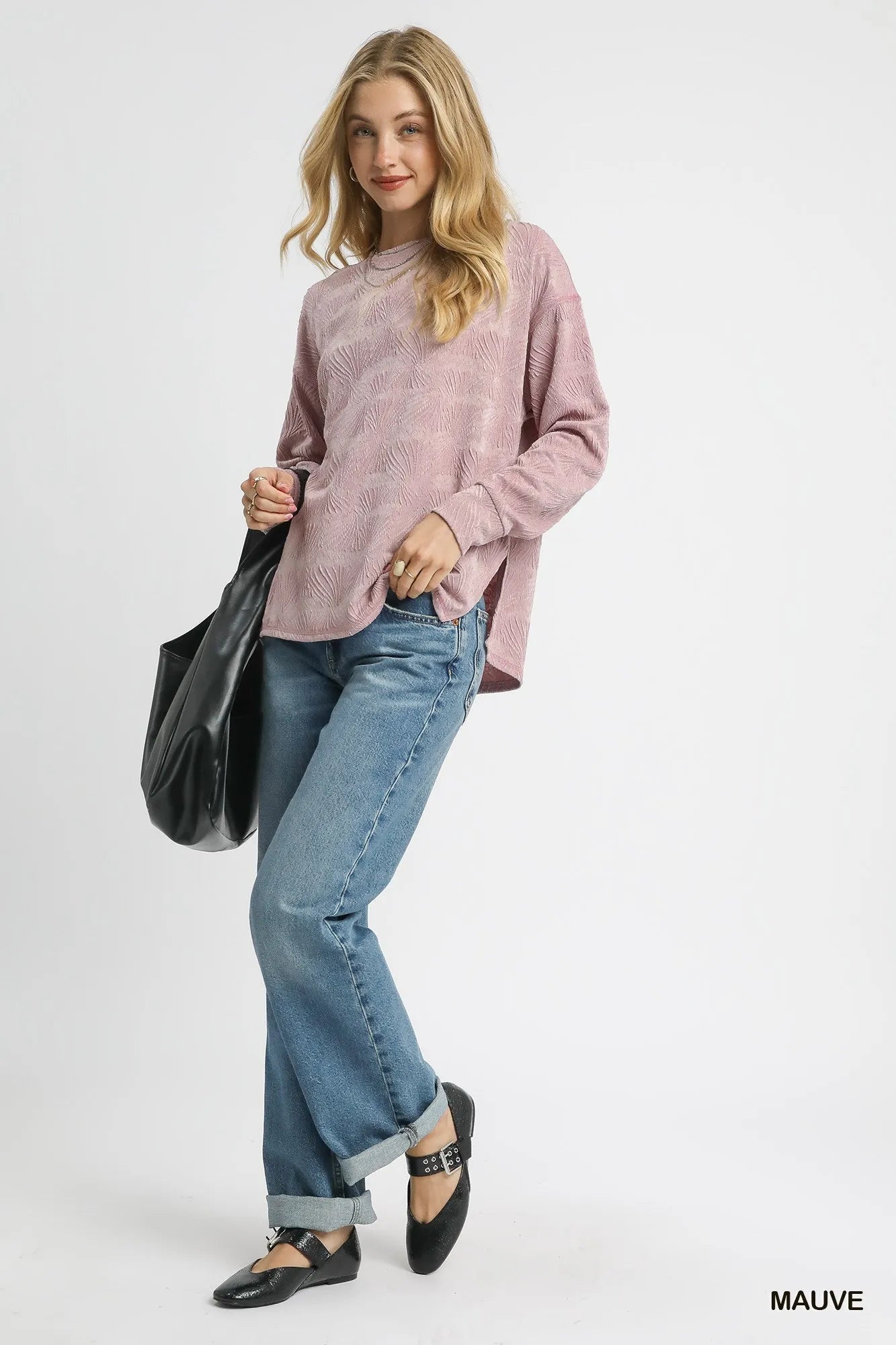 Chic Textured Knit Long Sleeve Top