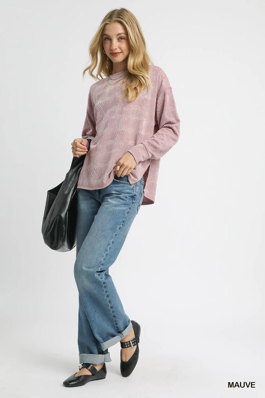 Chic Textured Knit Long Sleeve Top