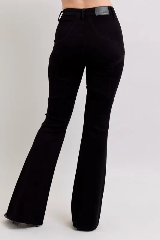 Full Size High Waist Star Seam Detail Flare Plus Size