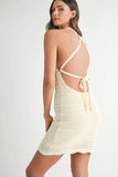 Crochet Crisscross Spaghetti Strap Mini Dress