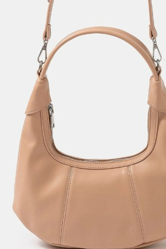 Premium Leather Curved Handle Convertible Handbag