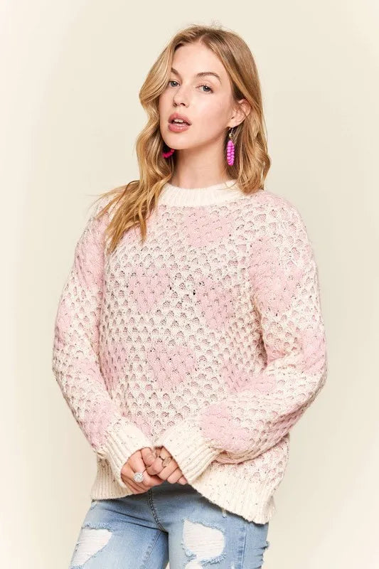 Sequins Accent Heart Sweater