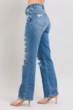 Full Size High Waist Heavy Destroy Straight Jeans Plus Size
