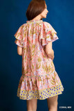 Ruffle-Sleeve Floral Tunic Frock