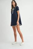 Ruffle Trimmed Collar Fine Knit Mini Dress