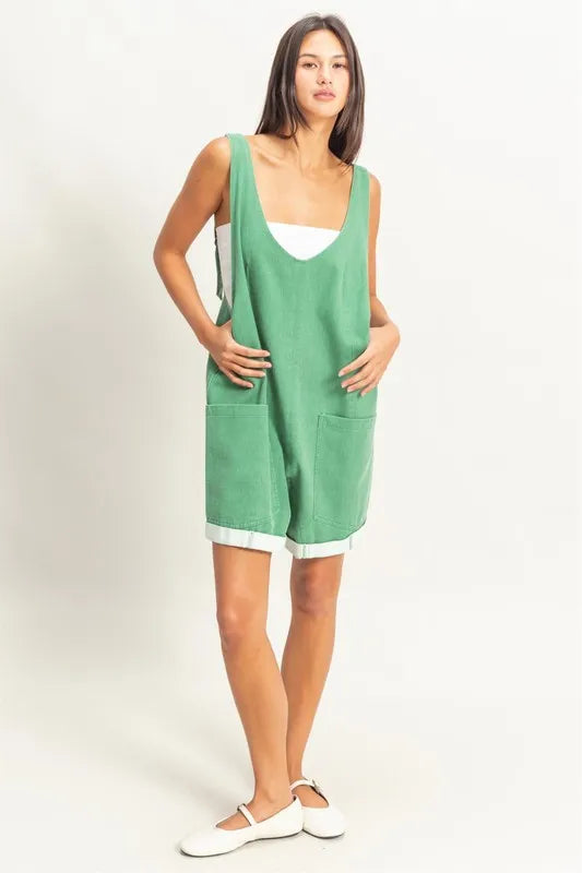 V-Neck Pocket Detail Romper