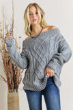  Cable Knit Off Shoulder Sweater
