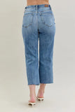 Full Size High Waist Destroy Crop Wide Leg Jeans Plus Size
