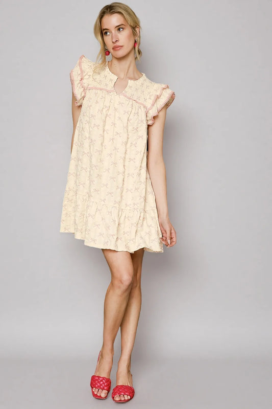 Floral Ruffle Sleeve Button-Up Mini Dress