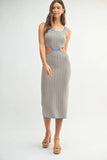 Multi Color Chevron Knit Bodycon Midi Dress