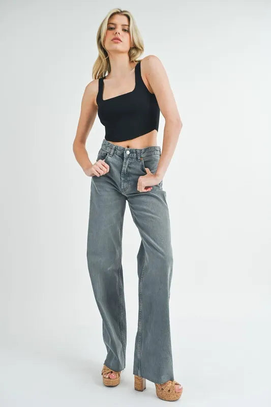 Corset Design Detail Crop Knit Top
