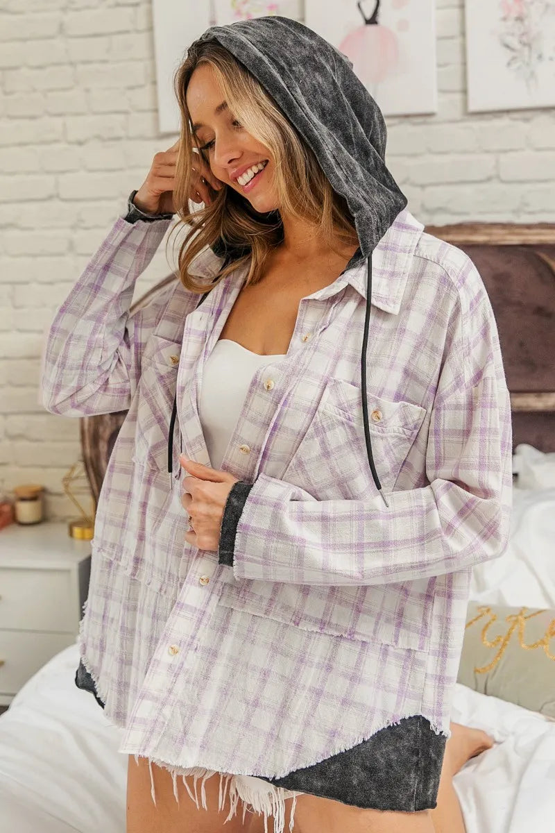 Casual Check Shirts With Hood