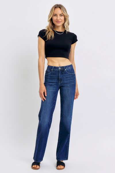 Full Size Tummy Control Straight Jeans Plus Size
