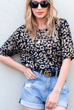 Leopard Foil Printed Half Sleeve Summer Sweater