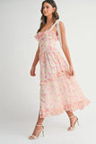 Floral Printed Shoulder Strap Midi Dress