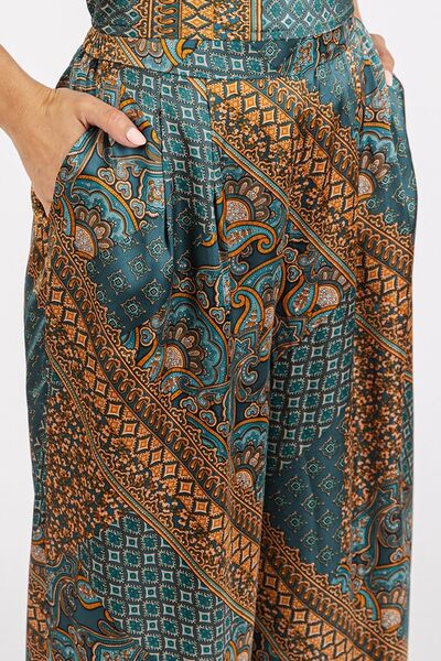 Mittoshop Paisley Patchwork Print Satin Wide Leg Pants