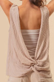 Textured Sweather Knit Twist Back Sleeveless Top