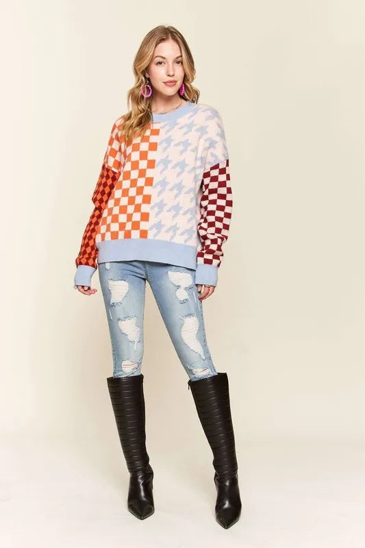 Checker and Houndstooth Sweater