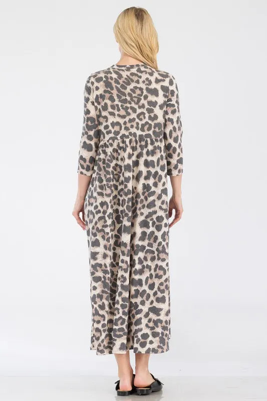 Full Size Leopard Print Asymmetric Tiered Midi-Dress Plus Size
