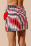 Nautical Striped Bow Tie Mini Denim Skirt