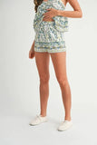 Floral Printed Peplum Top and Shorts Set