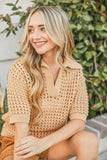 Hollow Out Polo Sweater Top