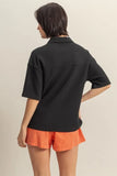  Collared Neck Button Down Waffle Shirt