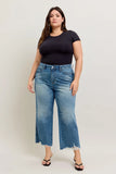 Plus Size High Waist Rigid Magic Destroy Hem Crop Wide
