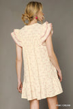 Floral Ruffle Sleeve Button-Up Mini Dress
