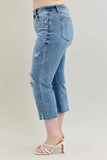 Full Size High Waist Destroy Crop Wide Leg Jeans Plus Size