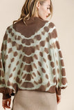 Full Size Ribbed Hem Tie Dye Round Neck Sweater Plus Size