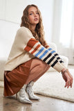 Full Size Stripe Sleeve Cozy Sweater Plus Size