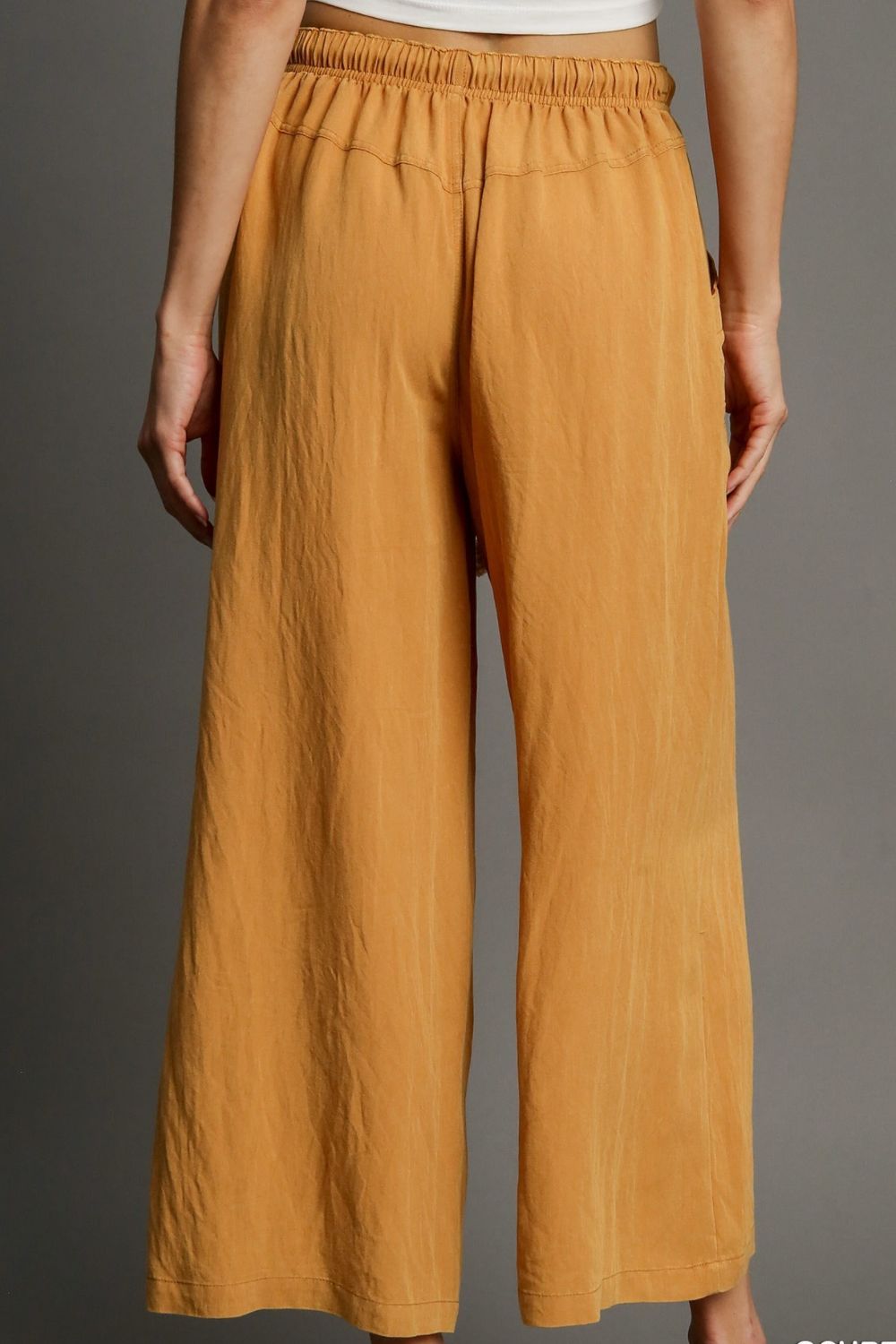 Full Size Rope Drawstring Wide Leg Pants Plus Size