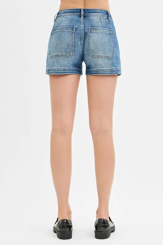 Low Rise Patched Pocket Shorts
