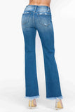 Full Size Raw Hem Distressed Mid Rise Straight Jeans