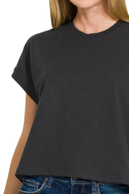 Premium Cotton Relaxed Crop Tee