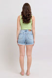 Full Size Tummy Control Raw Hem Denim Shorts Plus Size