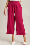 Full Size Raw Hem Elastic Waist Wide Leg Pants Plus Size