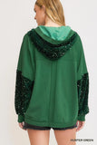 Glam Sequin-Sleeve Terry Hoodie