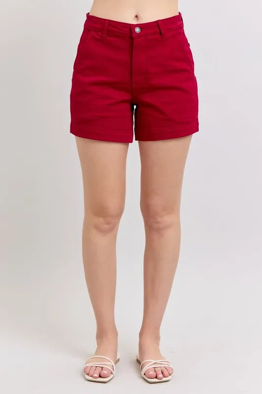 High Waist Tummy Control Garment Dyed Heart Shaped Denim Shorts