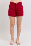 High Waist Tummy Control Garment Dyed Heart Shaped Denim Shorts