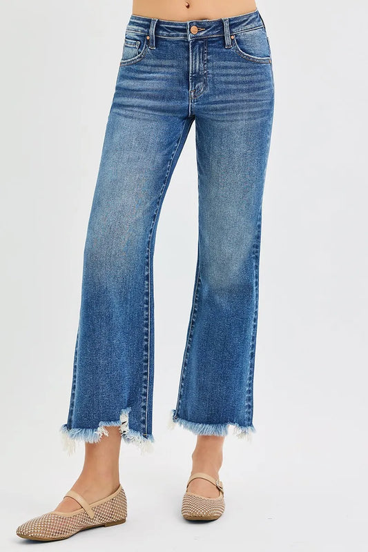 Wide Leg High Waist Crop Jeans